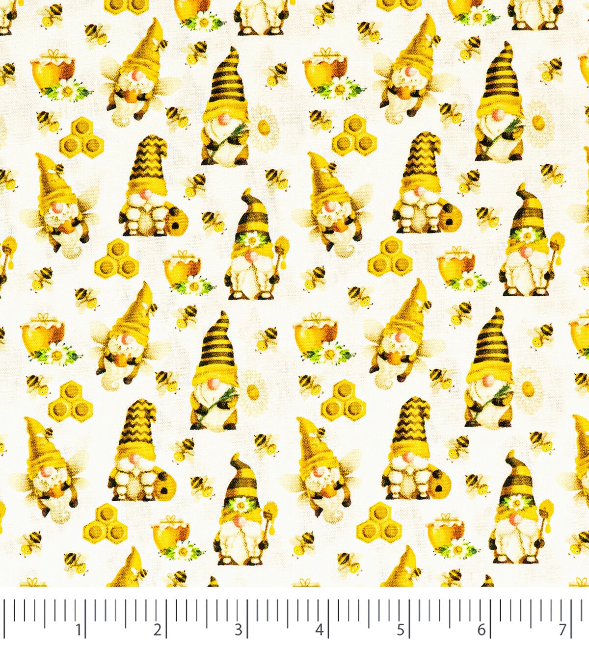 Singer Bee Gnomes White Cotton Fabric