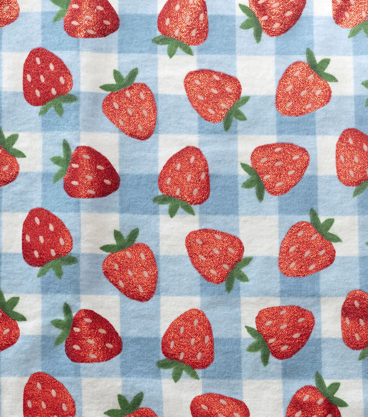Red Strawberries on Checkered Super Snuggle Flannel Fabric