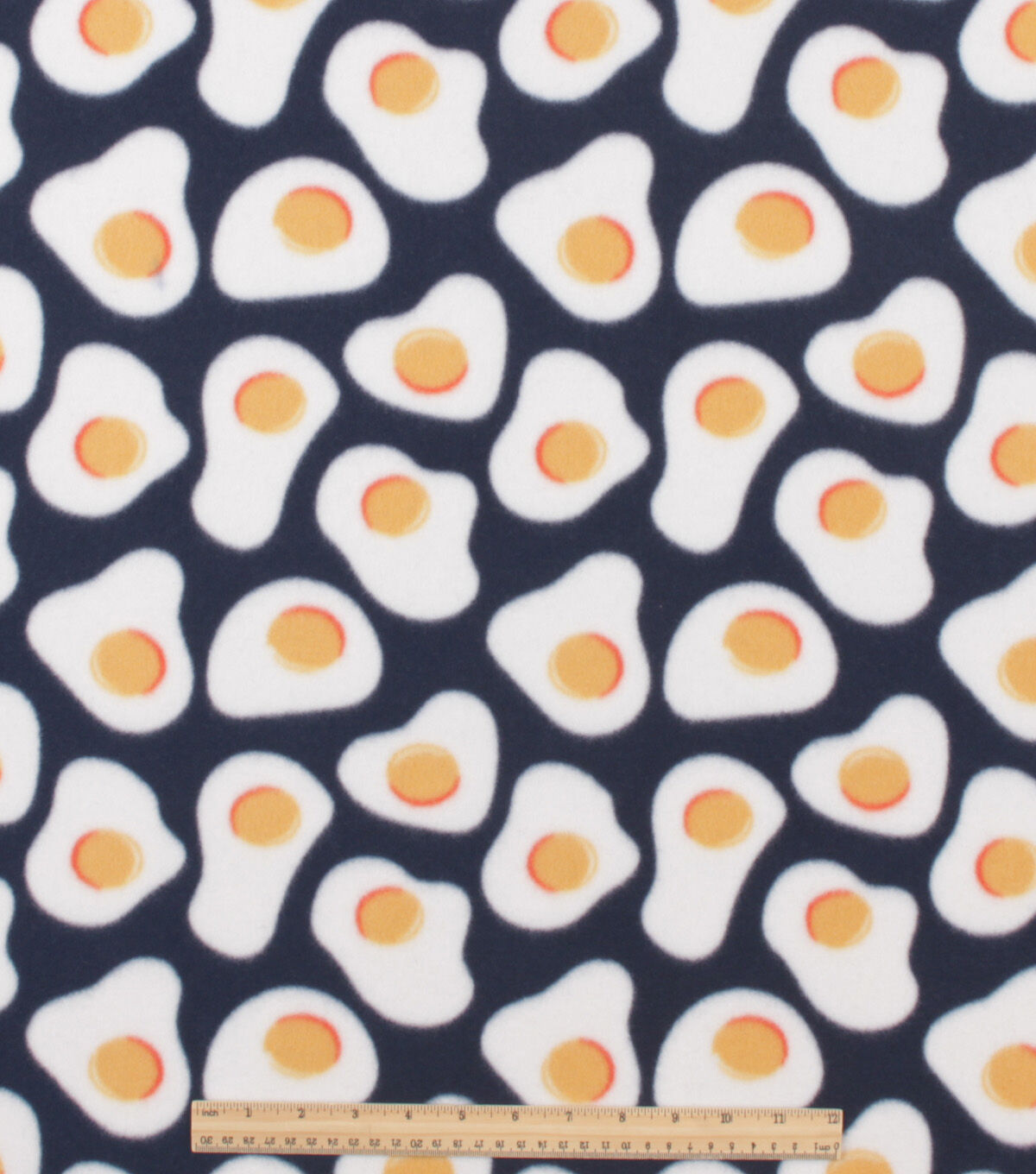 Eggs on Black Bizzard Fleece Fabric