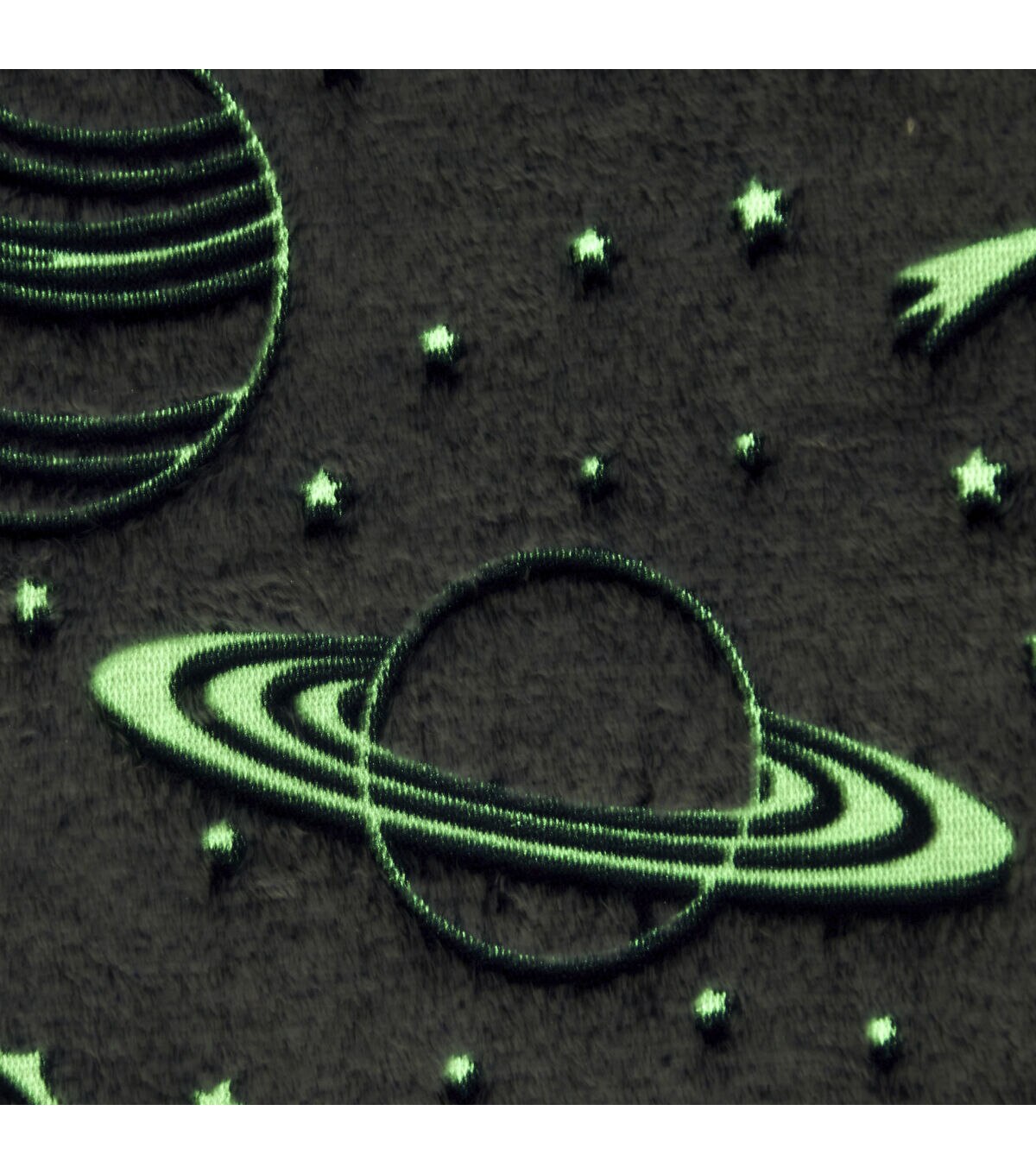 Navy Planets Glow Sew Lush Fleece Fabric