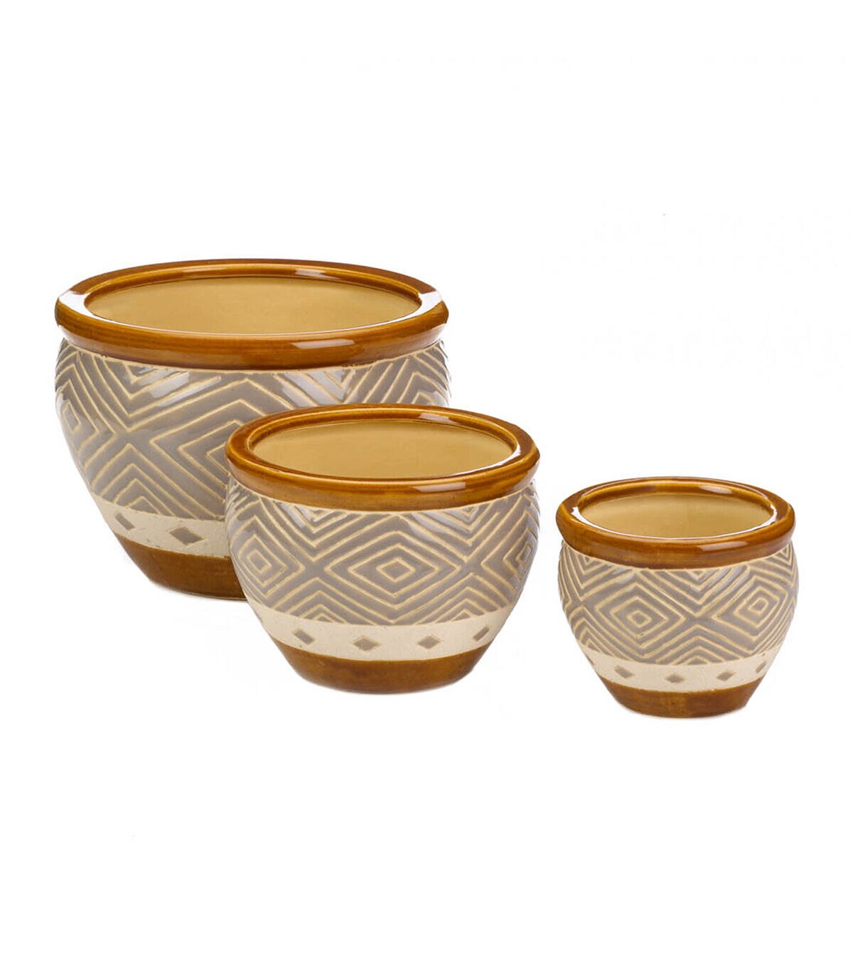 Zingz & Thingz 3ct Multi Size Earth Tone Ceramic Trim Planters