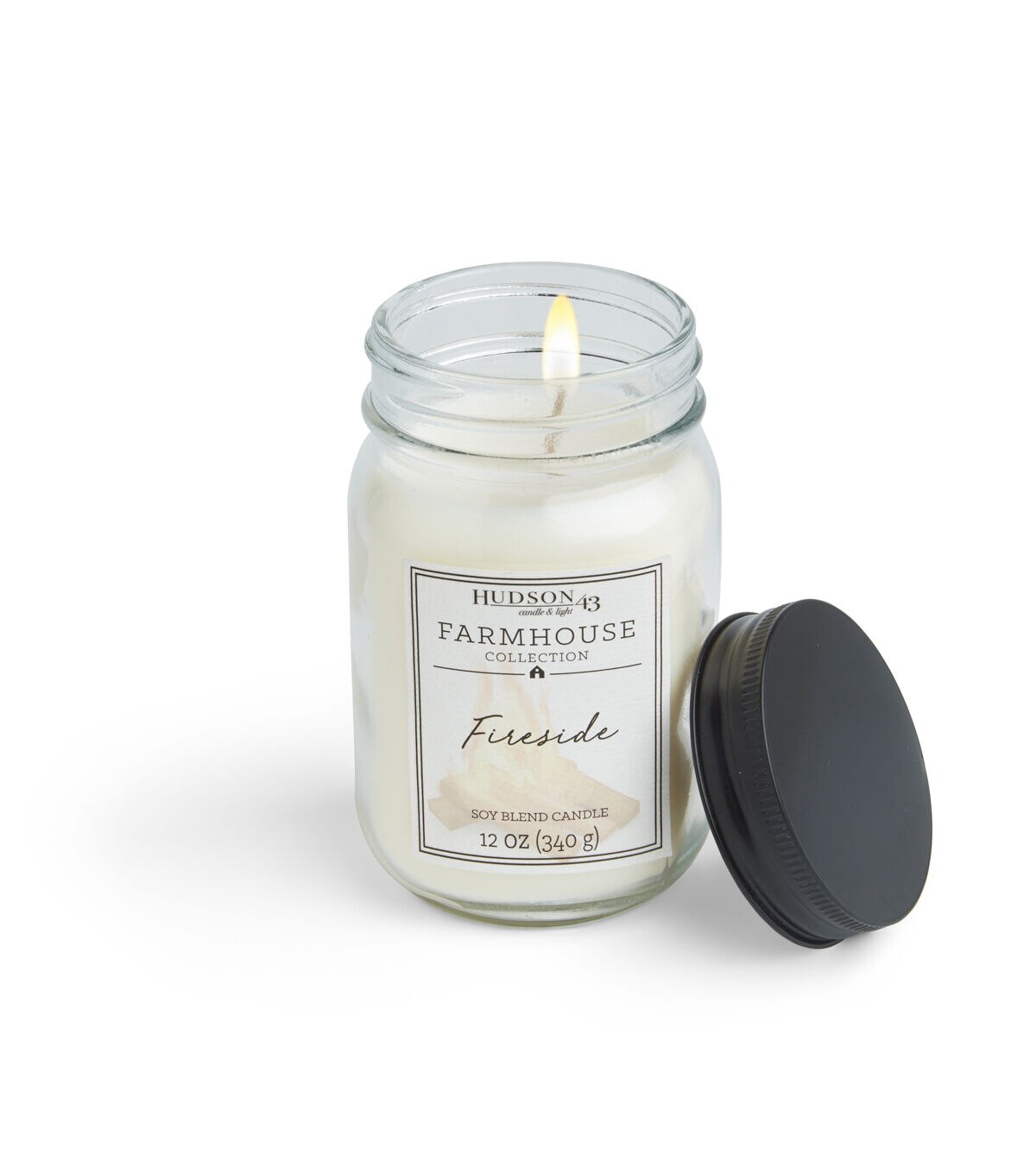 12oz Fireside Scented Mason Jar Candle by Hudson 43