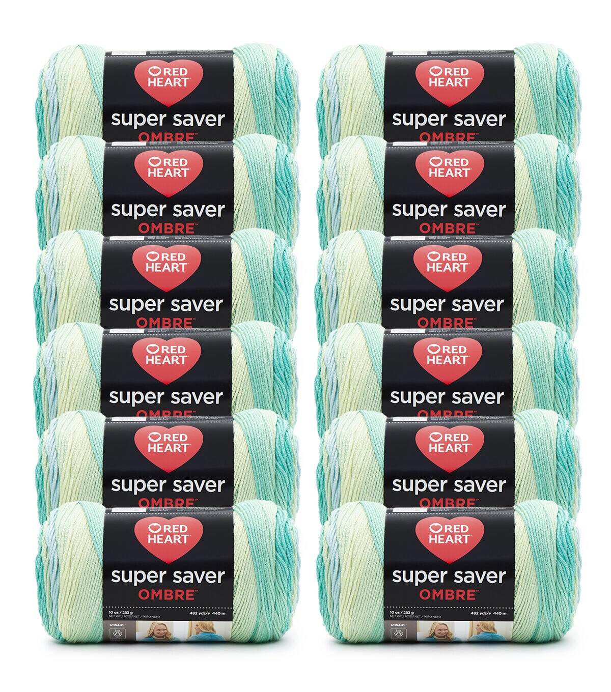 Red Heart Super Saver Ombre 482yds Worsted Acrylic Yarn 12 Bundle