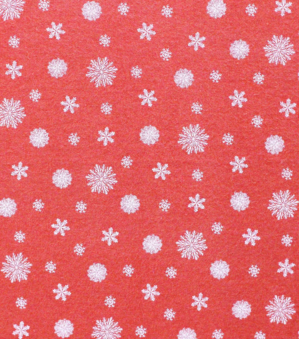 White Snowflakes on Red Super Snuggle Christmas Flannel Fabric
