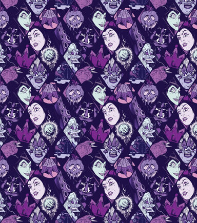 Disney Villains Diamonds Cotton Fabric