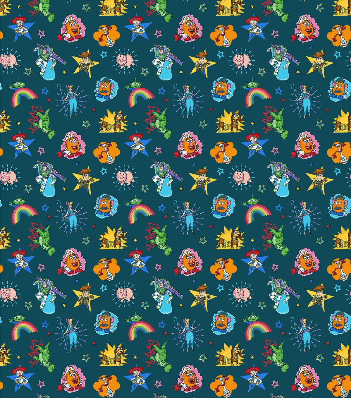 Disney Toy Story Star Action Cotton Fabric