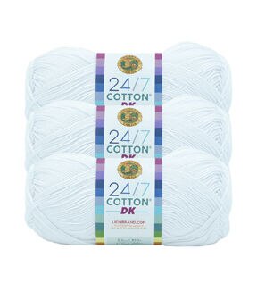 Lion Brand 24/7 Cotton DK Light Weight Cotton Yarn 3 Bundle
