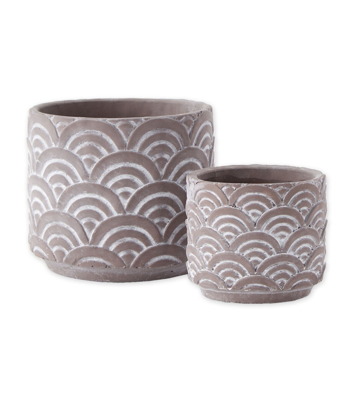 Zingz & Thingz 2ct Multi Size Scallop PatternCement Flower Pots