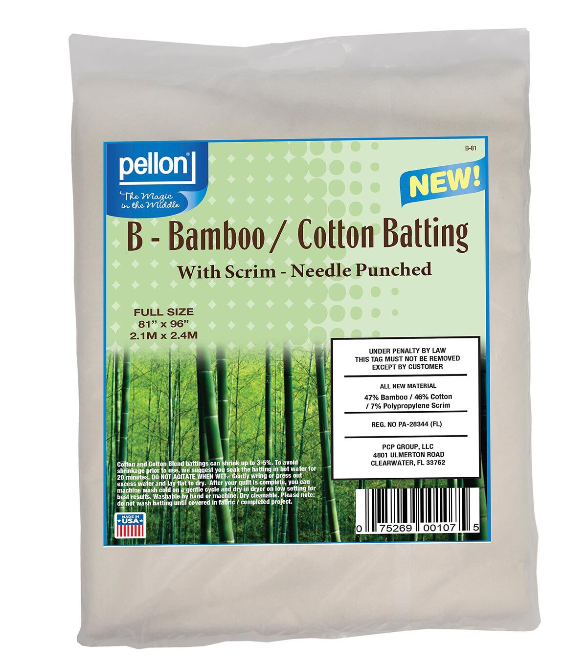 Pellon Bamboo/Cotton Batting With Scrim 81