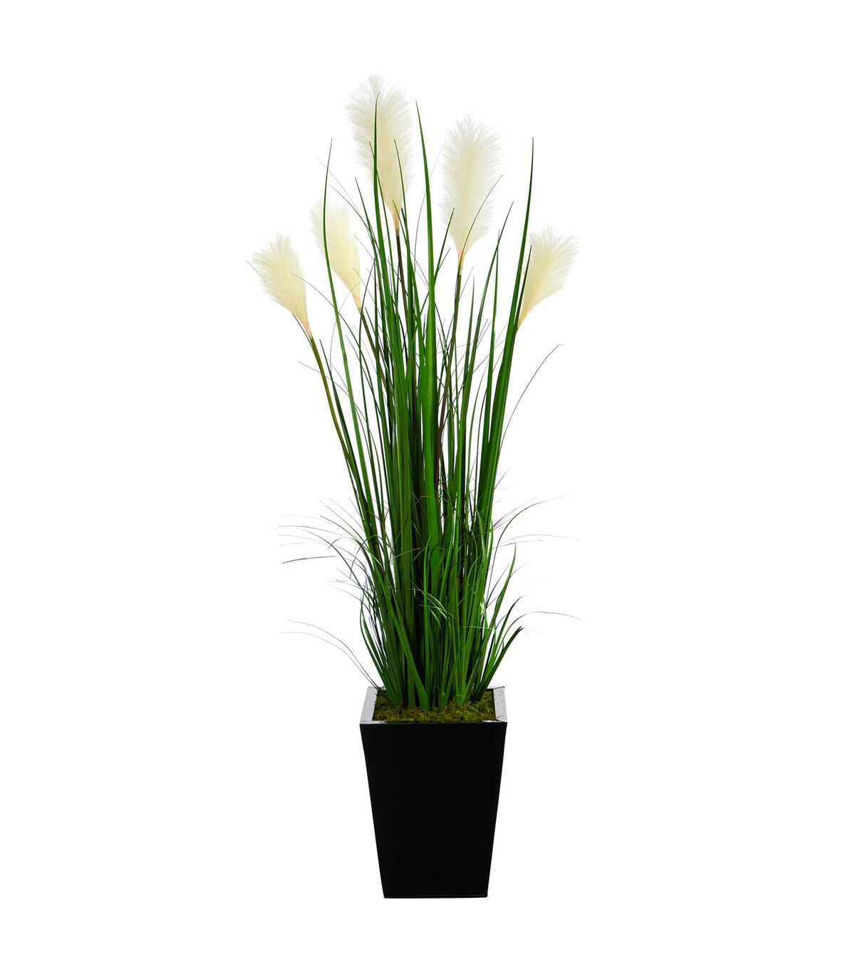 Nearly Natural 4.5' Wheat Plume Grass Plant in Black Metal Planter