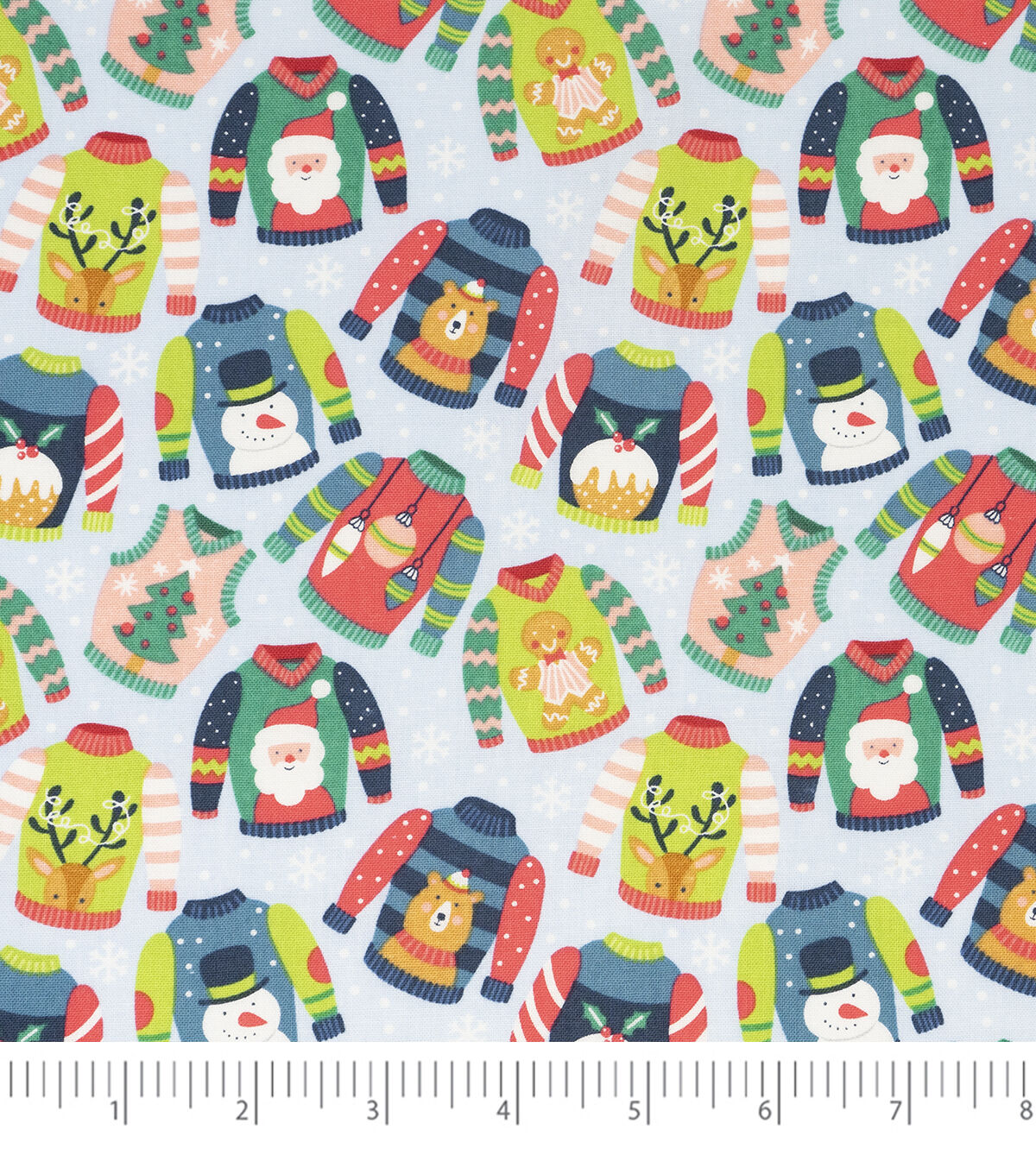 SINGER Sweaters on Blue Christmas Cotton Fabric