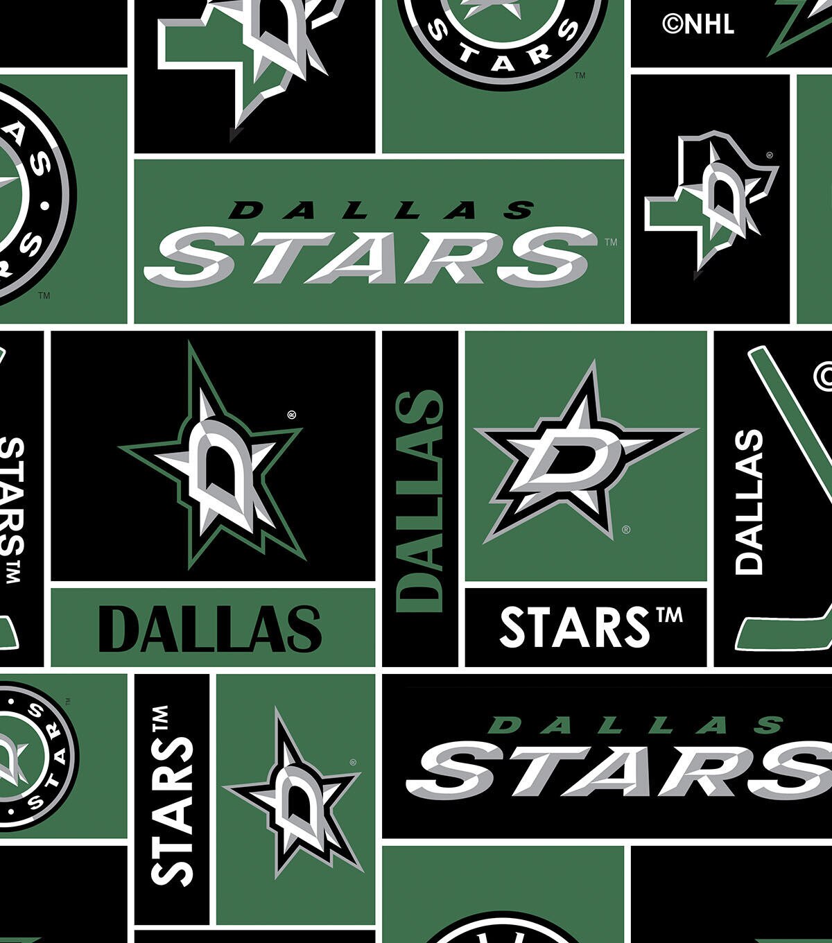 Dallas Stars Fleece Fabric Black
