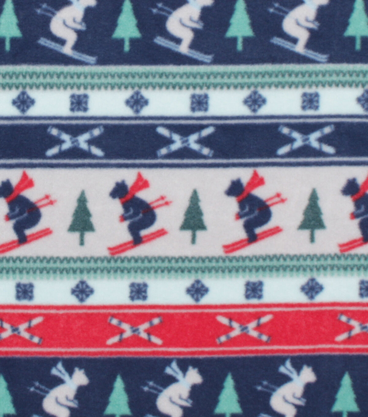 Blue & Red Polar Bear Fair Isle Anti Pill Fleece Fabric