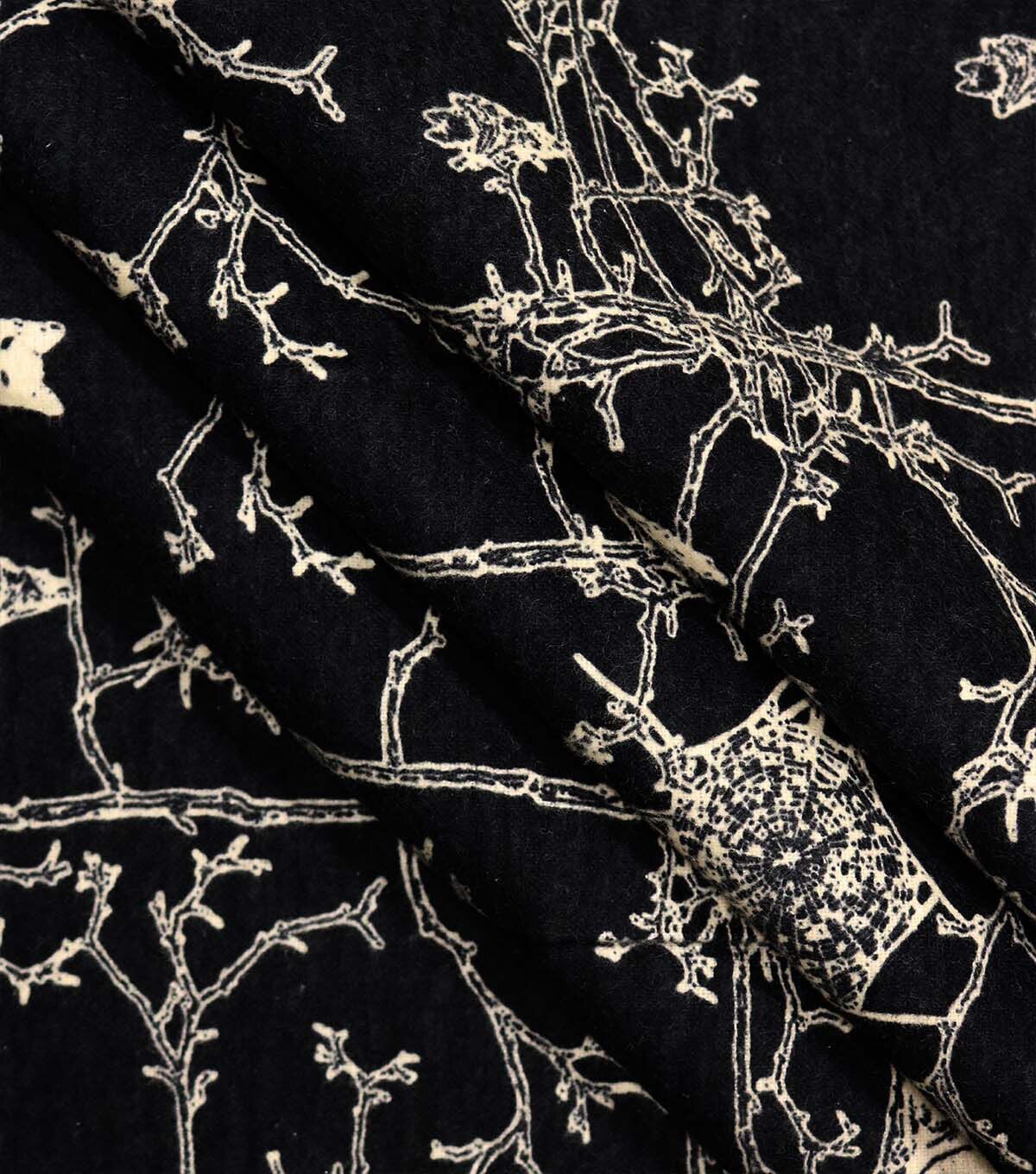 Black Cats On Branches Super Snuggle Flannel Fabric