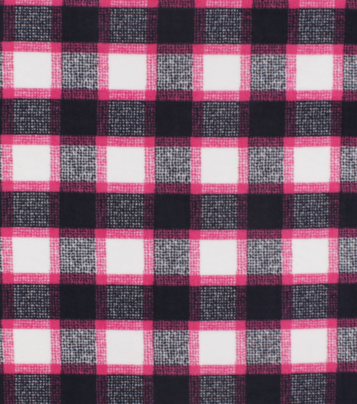 Pink & Black Textured Plaid Anti Pill Fleece Fabric
