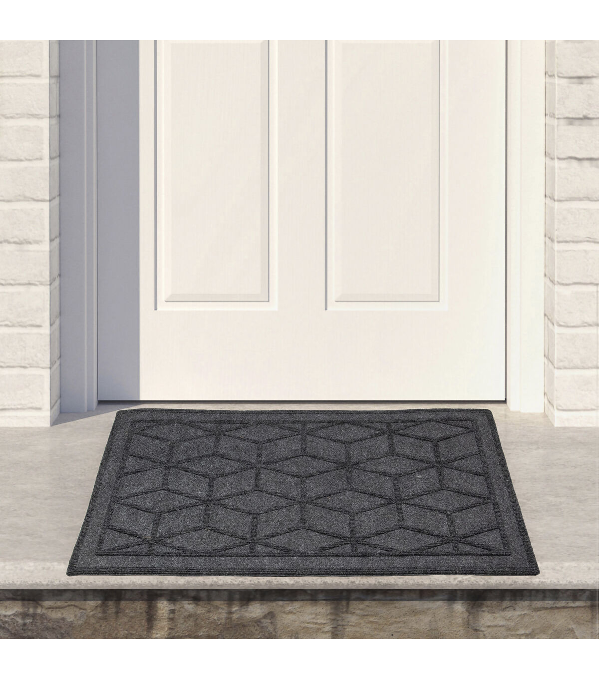 Northlight Gray Diamond Patterned Rectangular Coir Doormat 18