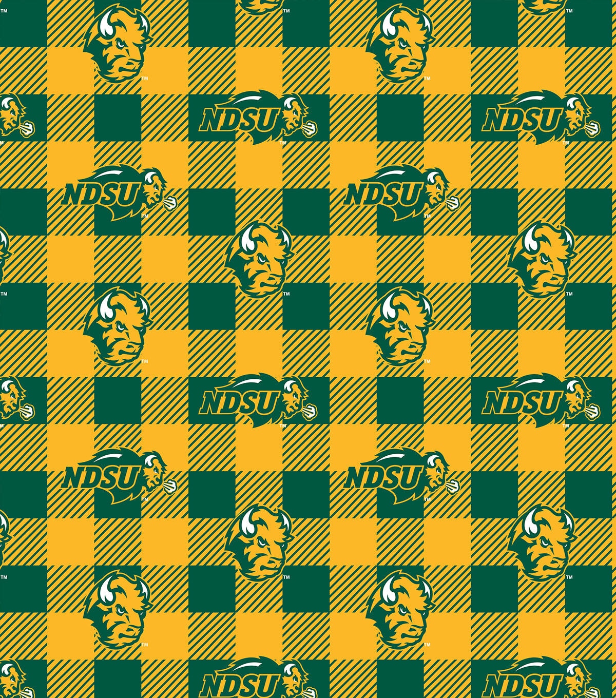 North Dakota State Bison Fleece Fabric Buffalo Check