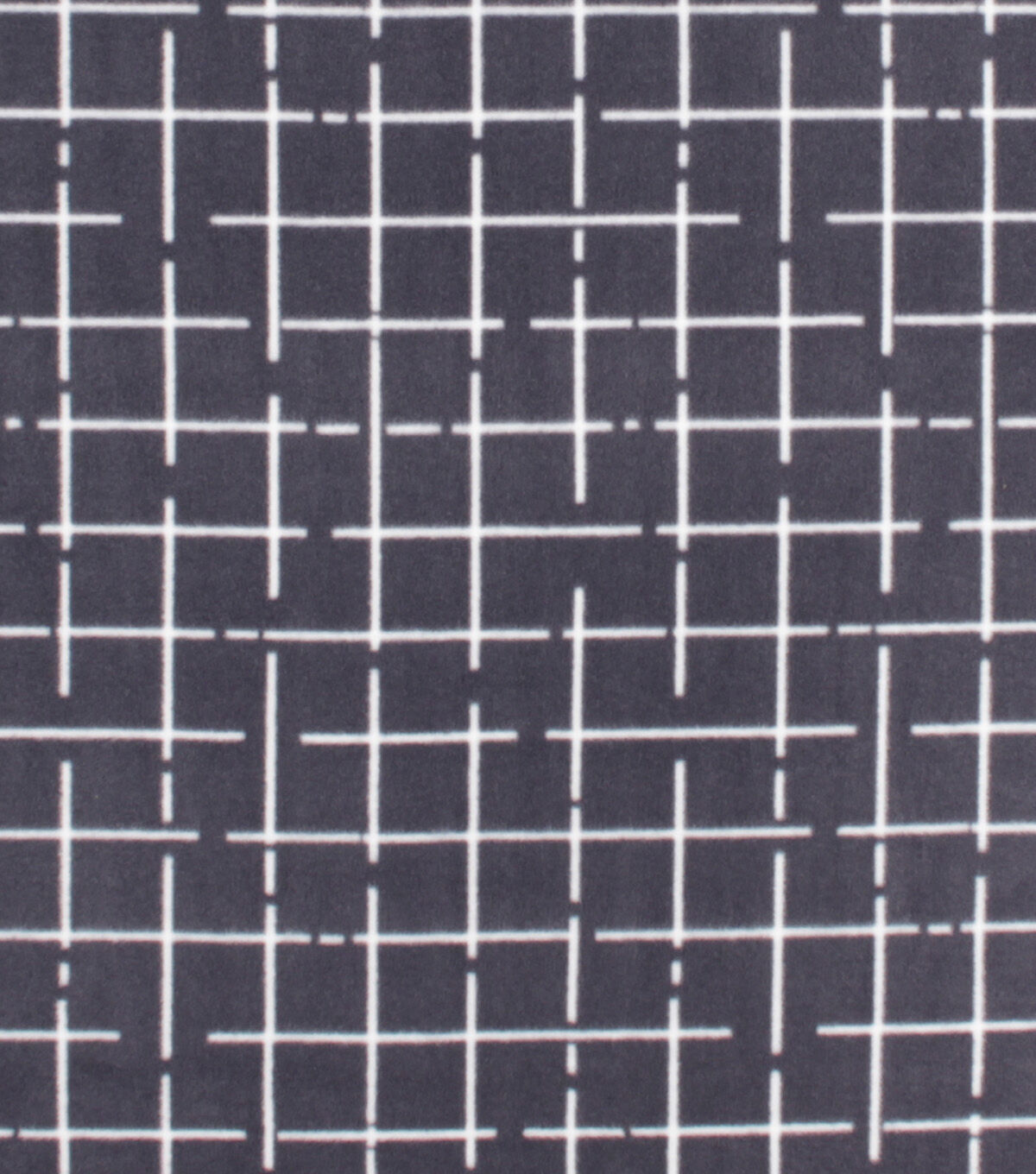 Gray & White Grid Anti Pill Fleece Fabric
