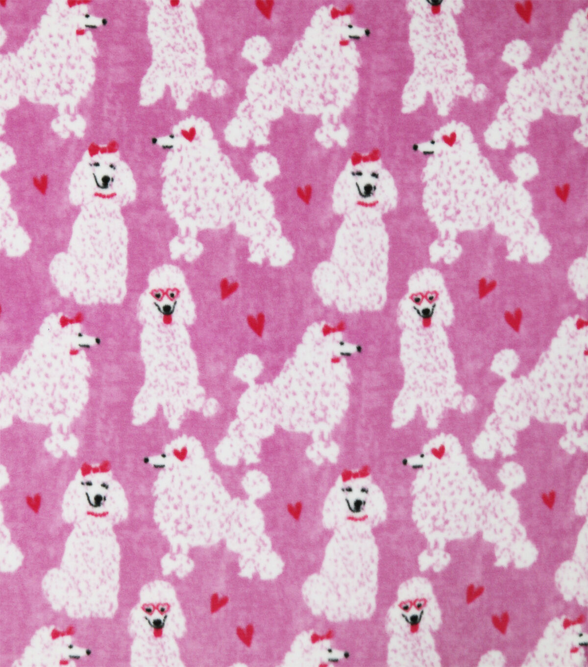 Poodles & Hearts on Pink Anti Pill Fleece Fabric