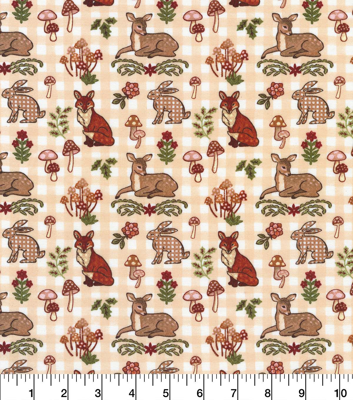 Beige Winter Forest Novelty Cotton Fabric