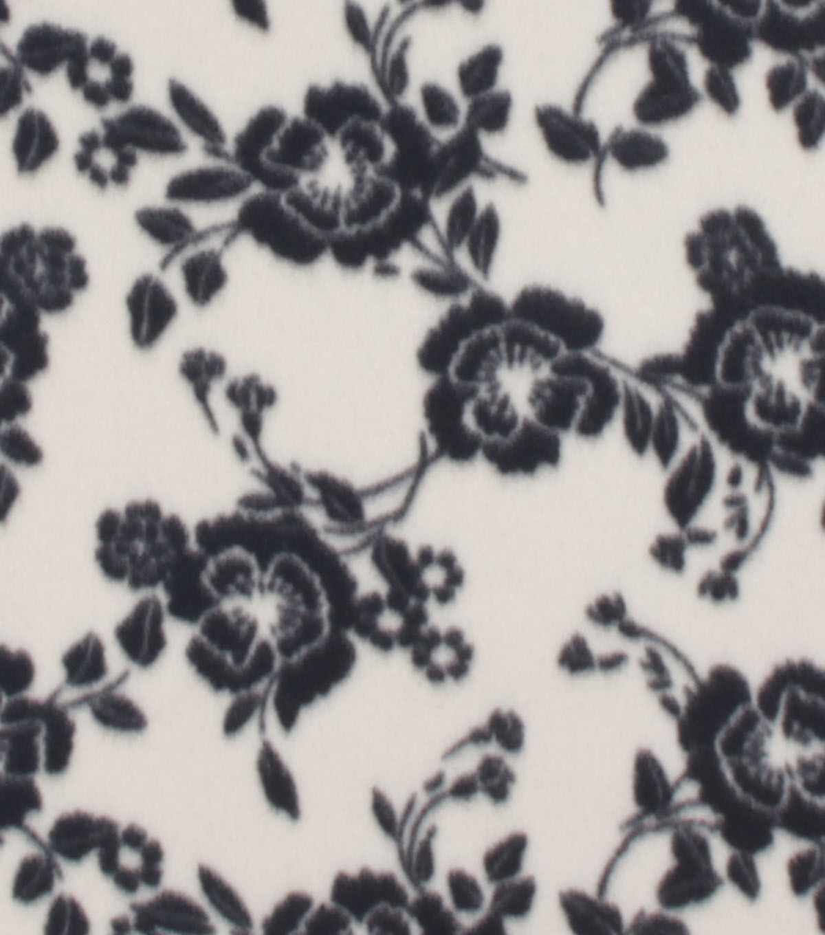 Black & White Sketched Floral Blizzard Fleece Fabric