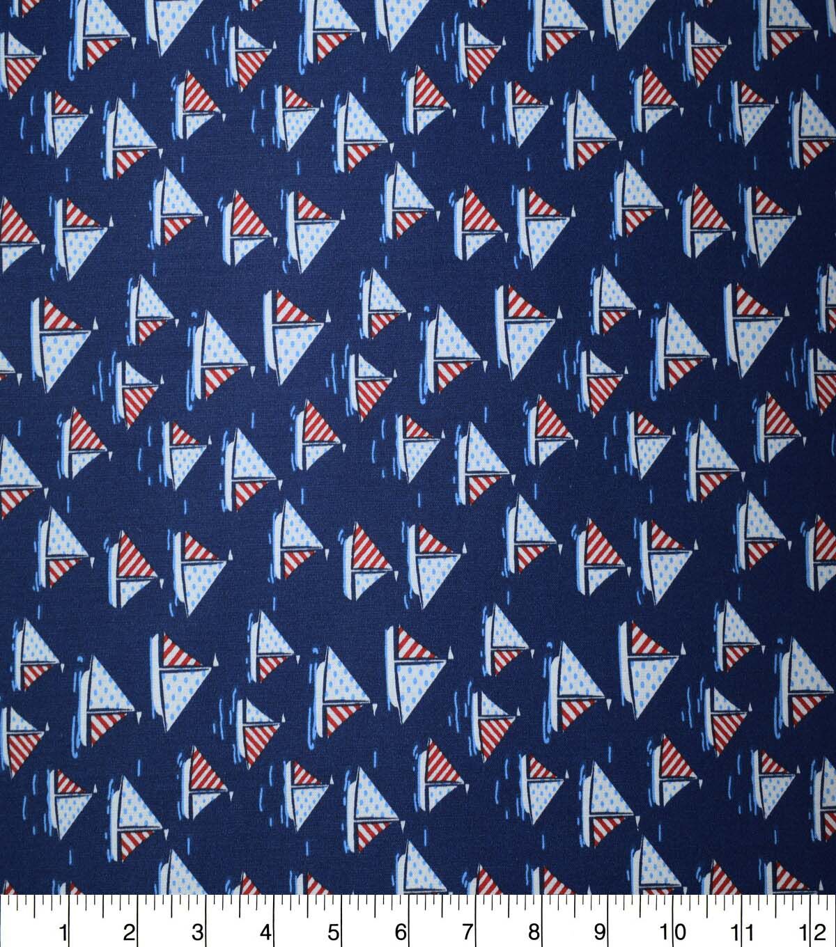 Nautical Sailboats on Navy Cotton Fabric by Quilter's Showcase