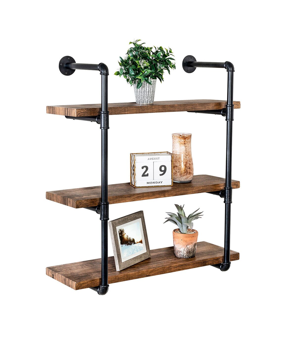 Honey Can Do 3 Tier Black Industrial Wall Shelf