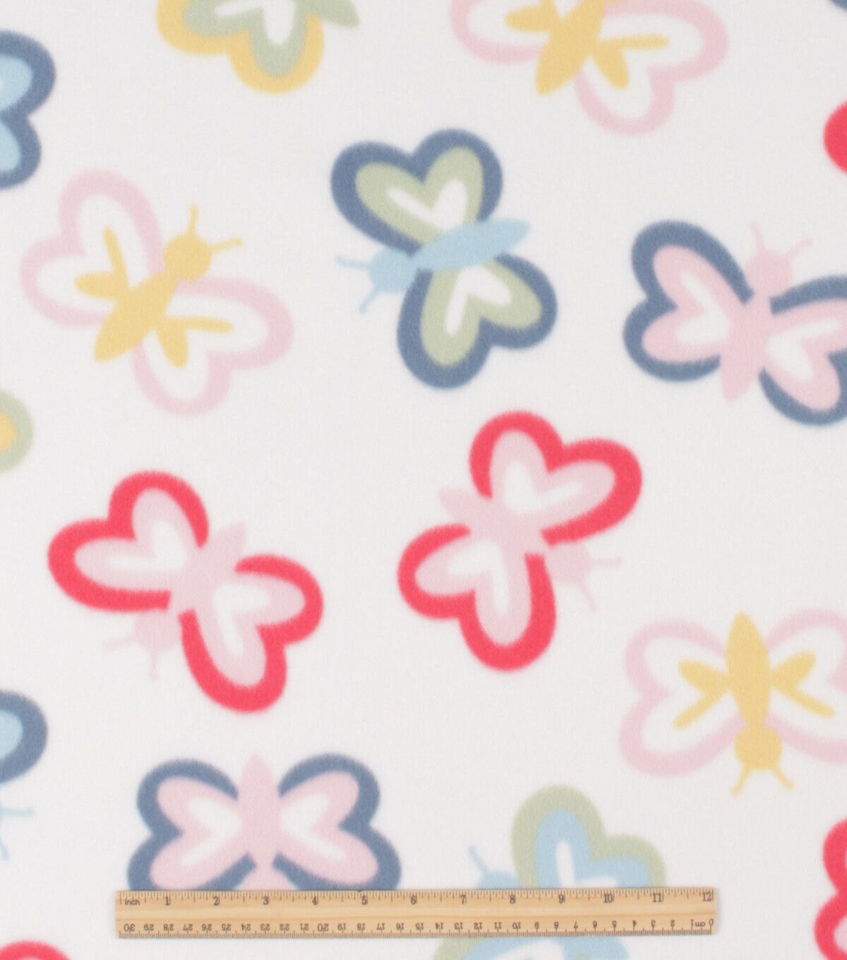 Butterflies on White Blizzard Fleece Fabric