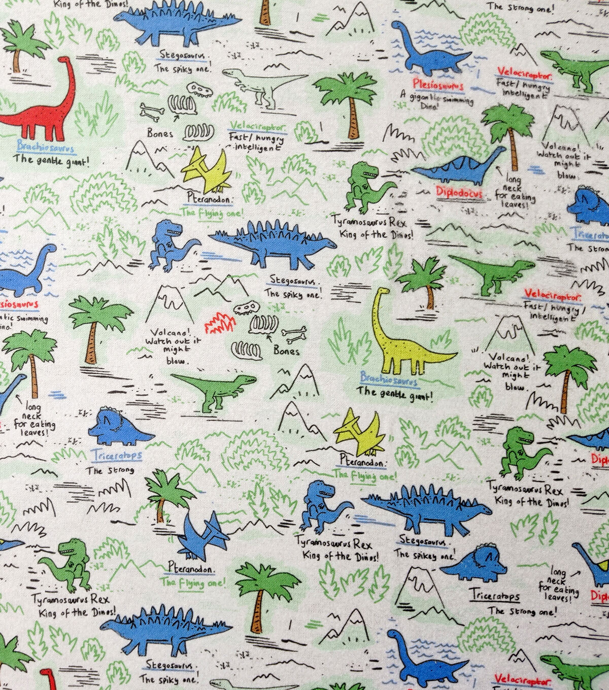 Green Dinosaur Map Super Snuggle Flannel Fabric