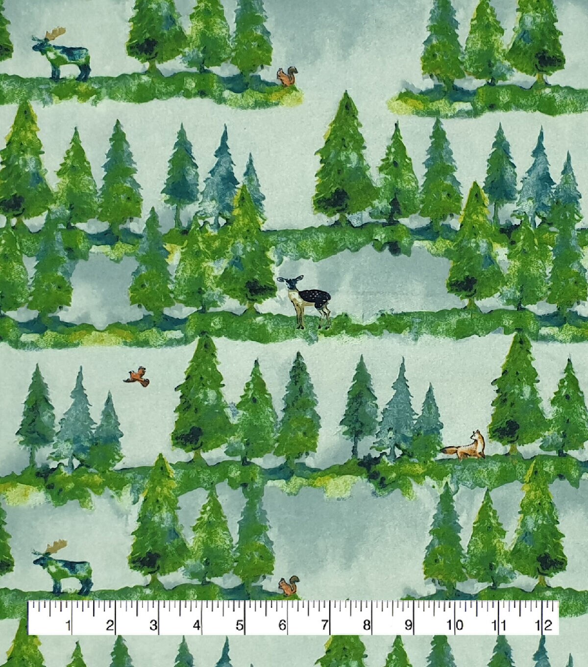 Watercolor Pine Trees Super Snuggle Flannel Fabric