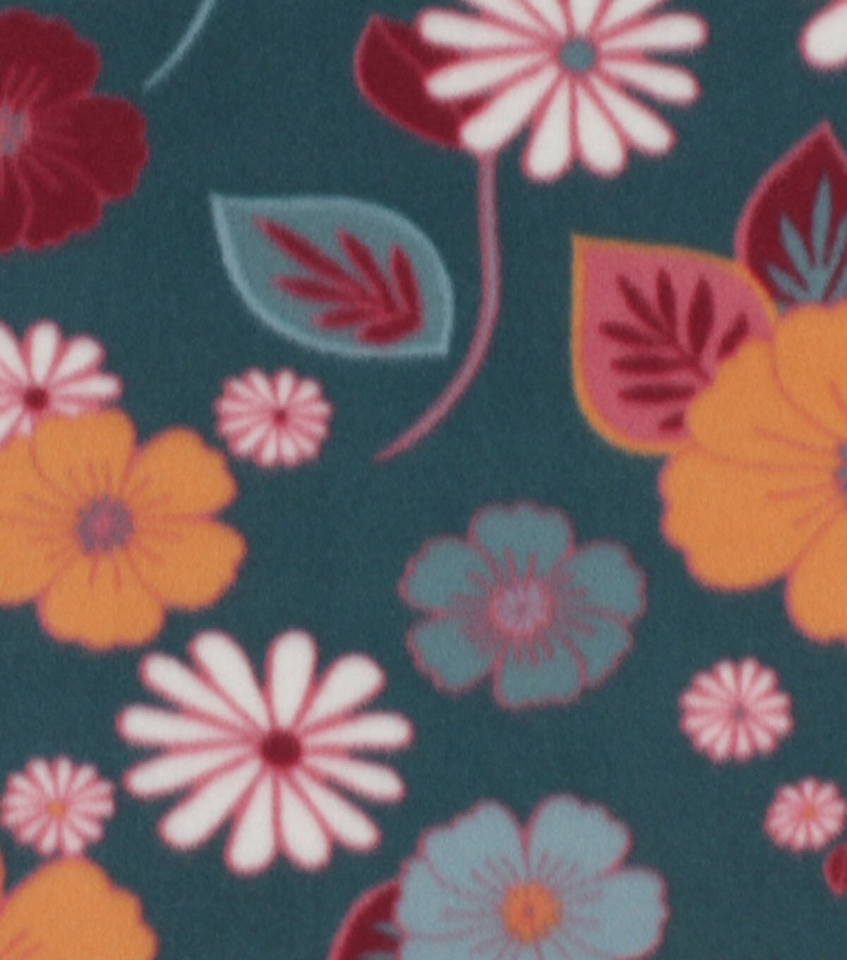 Mixed Florals on Dark Green Blizzard Fleece Fabric