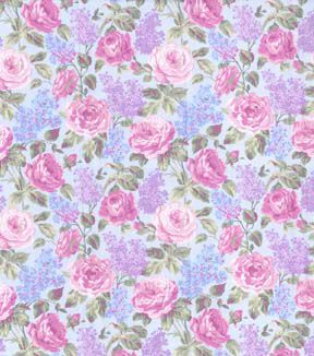 Fabric Traditions Blue & Pink Floral Premium Cotton Fabric