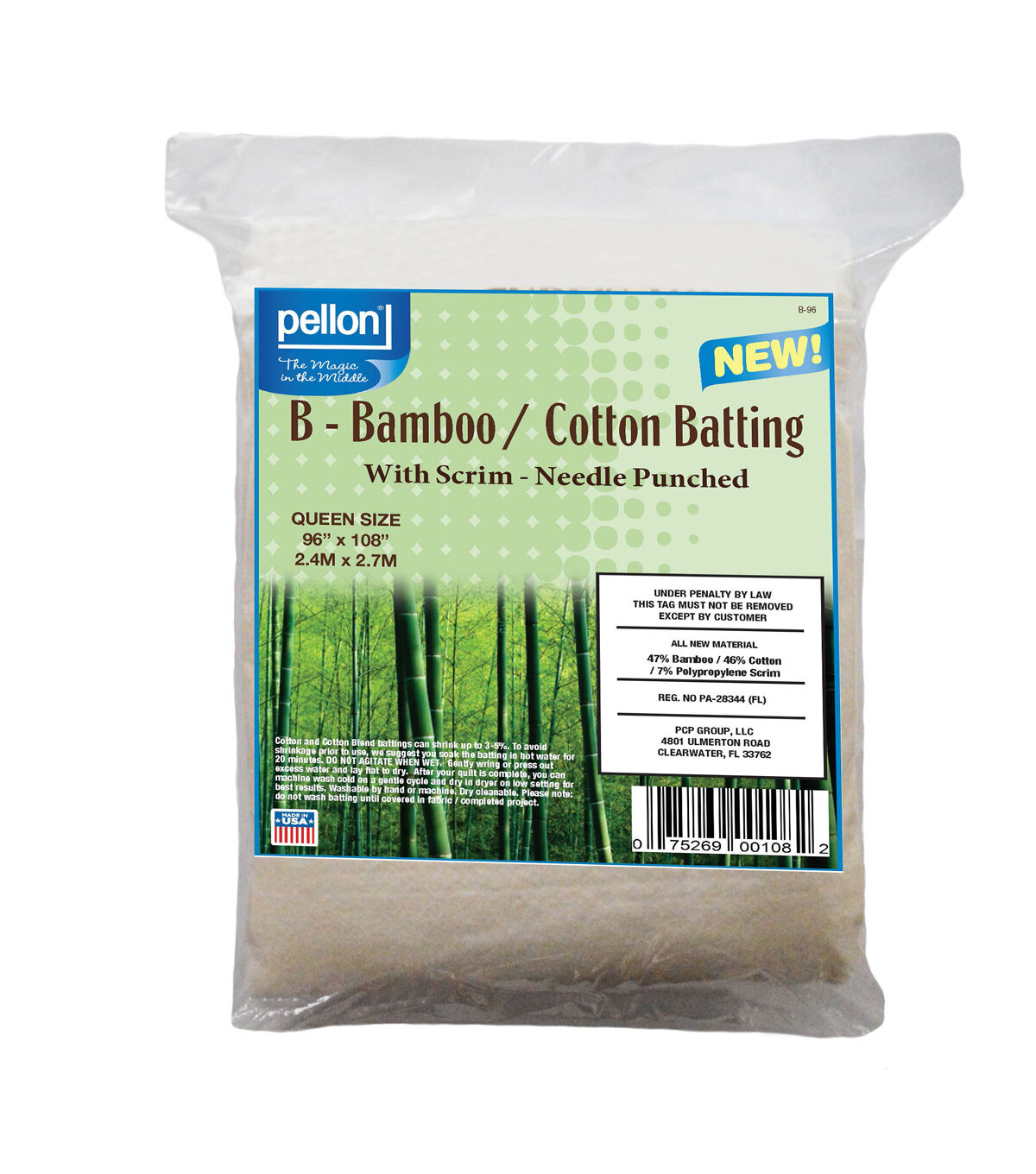 Pellon Bamboo/Cotton Batting With Scrim 96