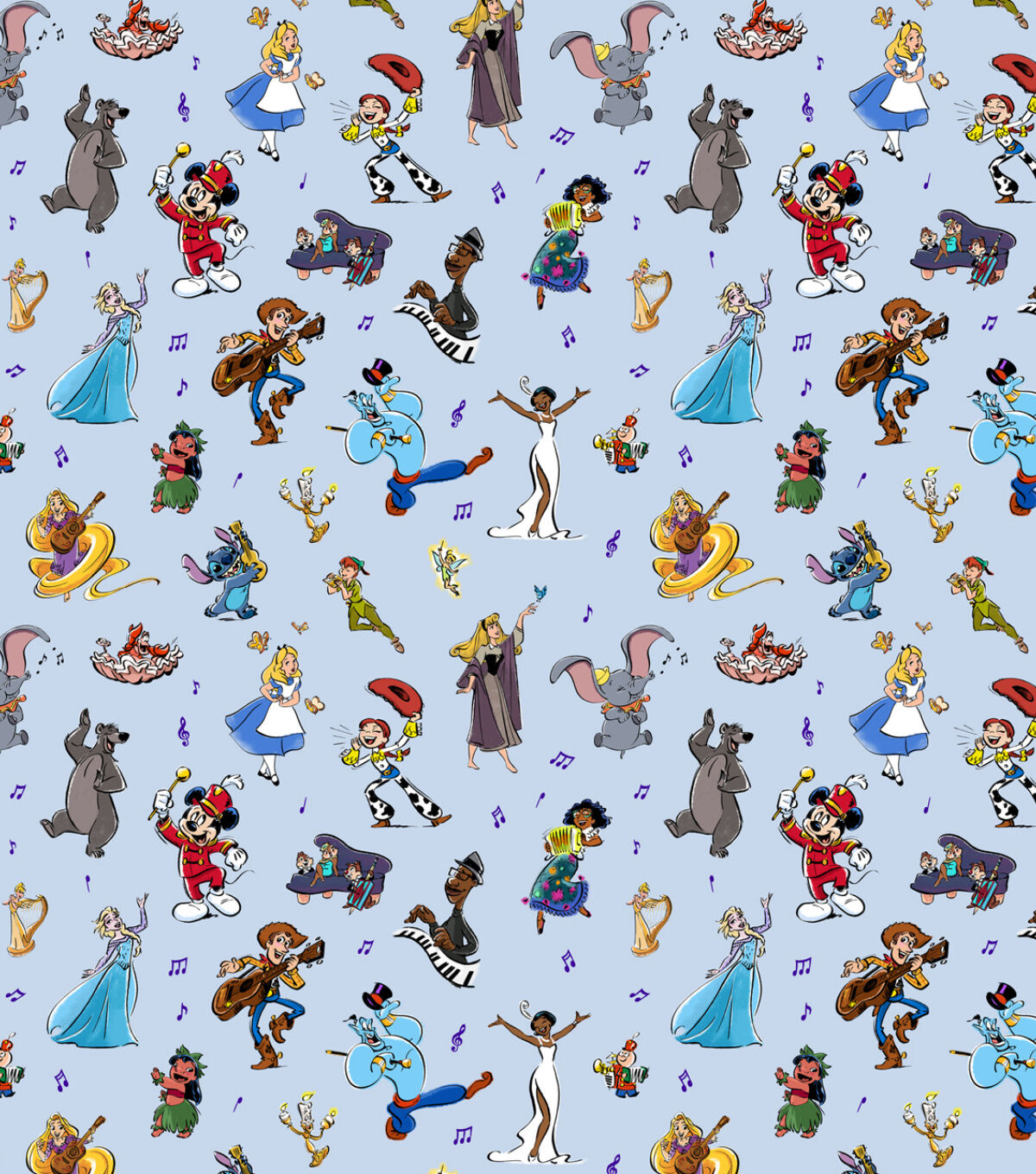 Disney Stylized Characters Cotton Fabric