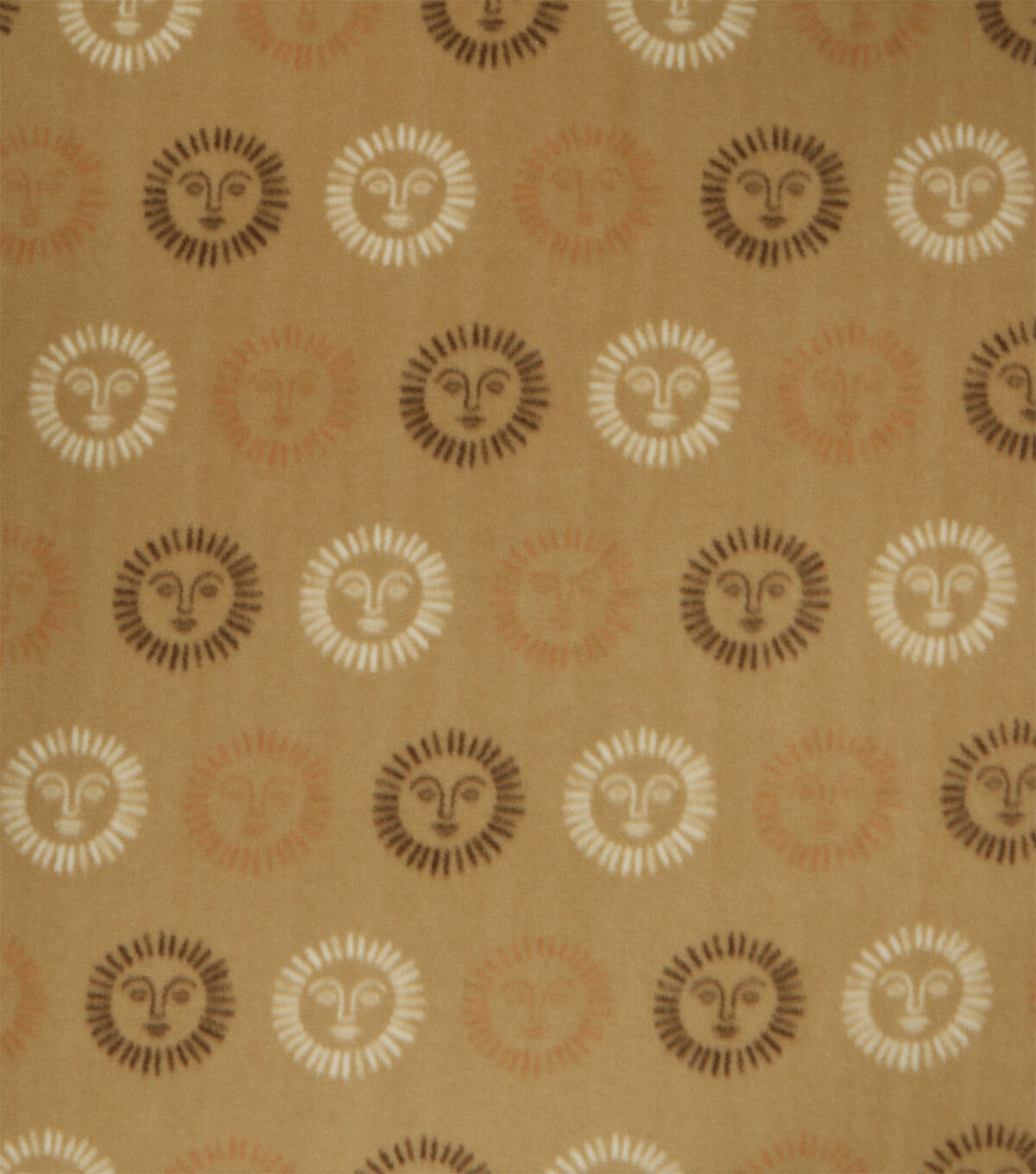 Suns on Brown Anti Pill Fleece Fabric