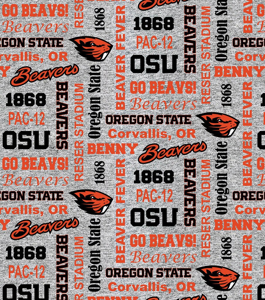 Oregon State Fleece Fabric Heather Verbiage
