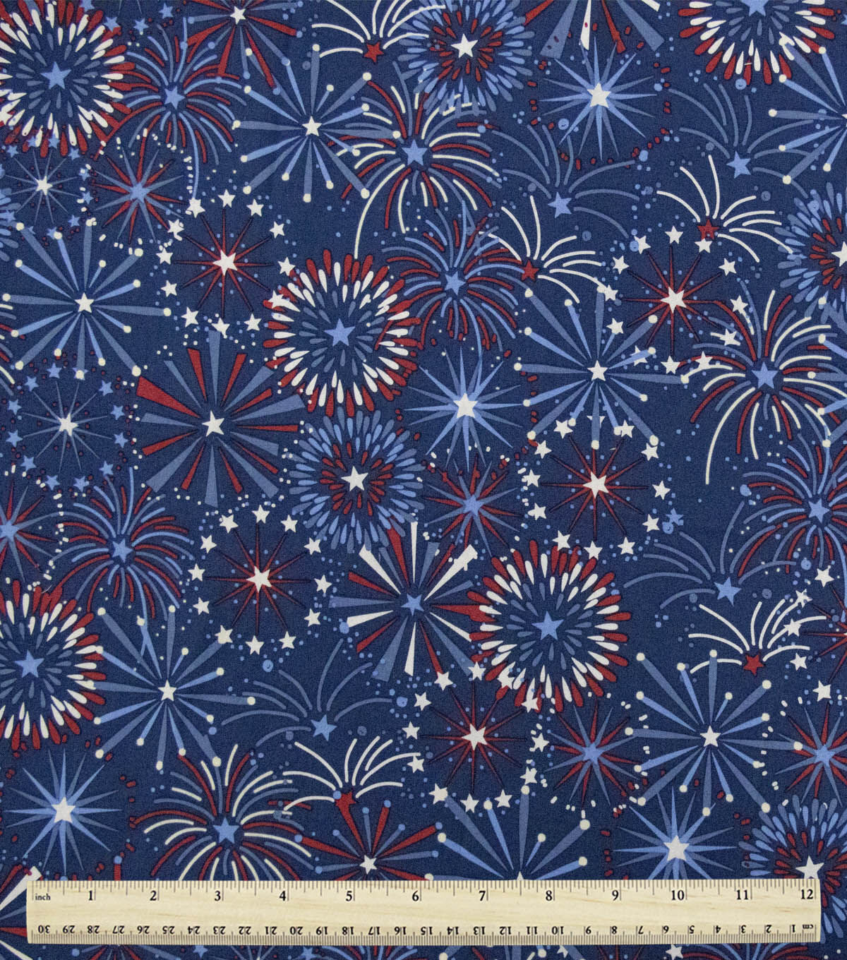 3yd Patriotic Navy Star & Fireworks Precut Cotton Fabric