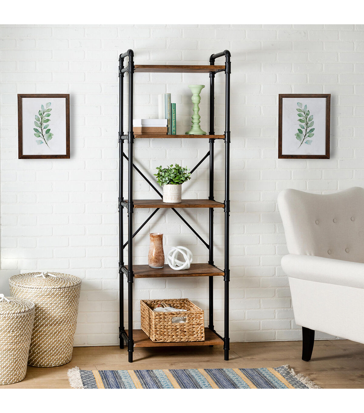 Honey Can Do 5 Tier Industrial Bookshelf Black