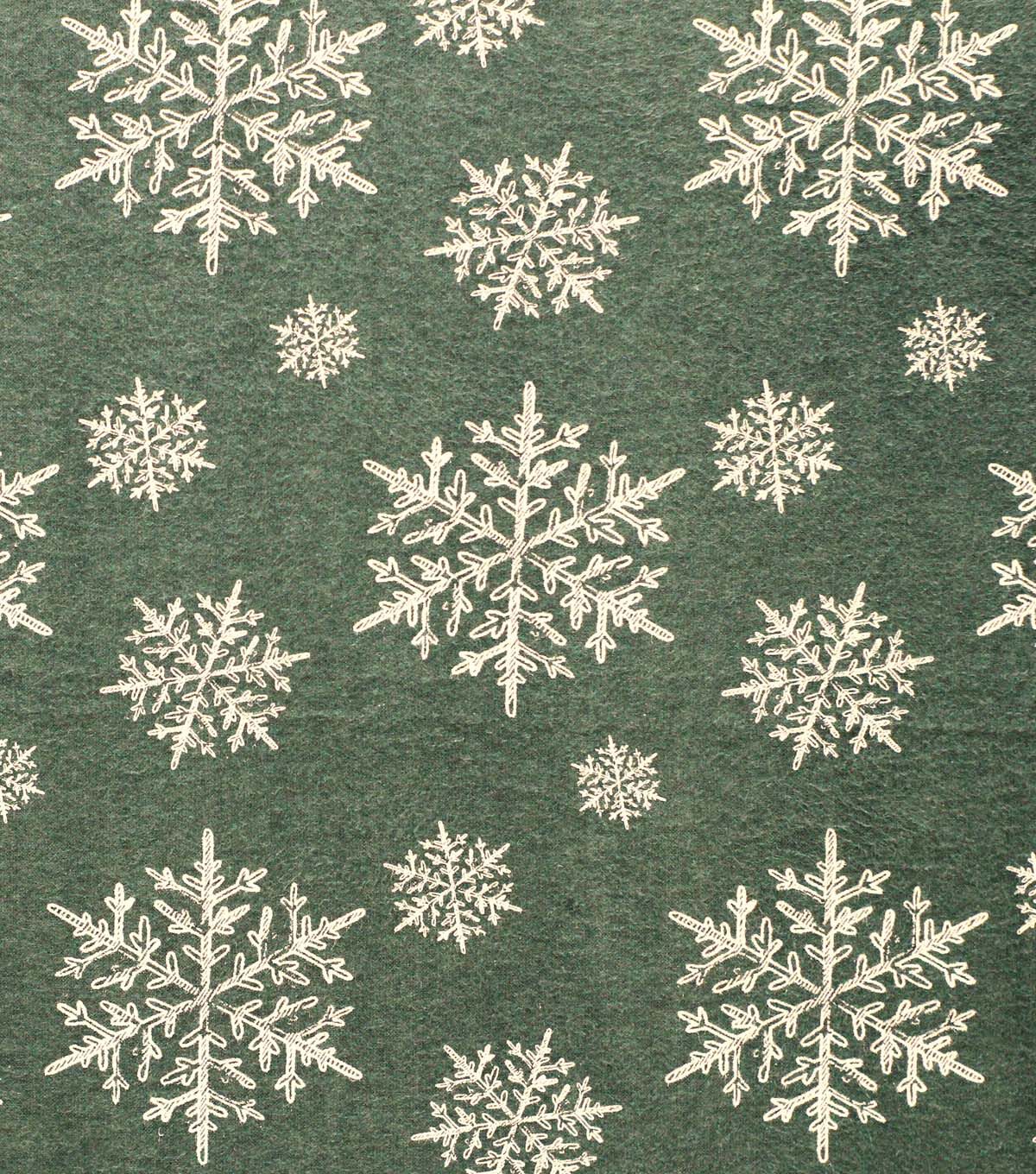 Snowflakes on Green Super Snuggle Christmas Flannel Fabric