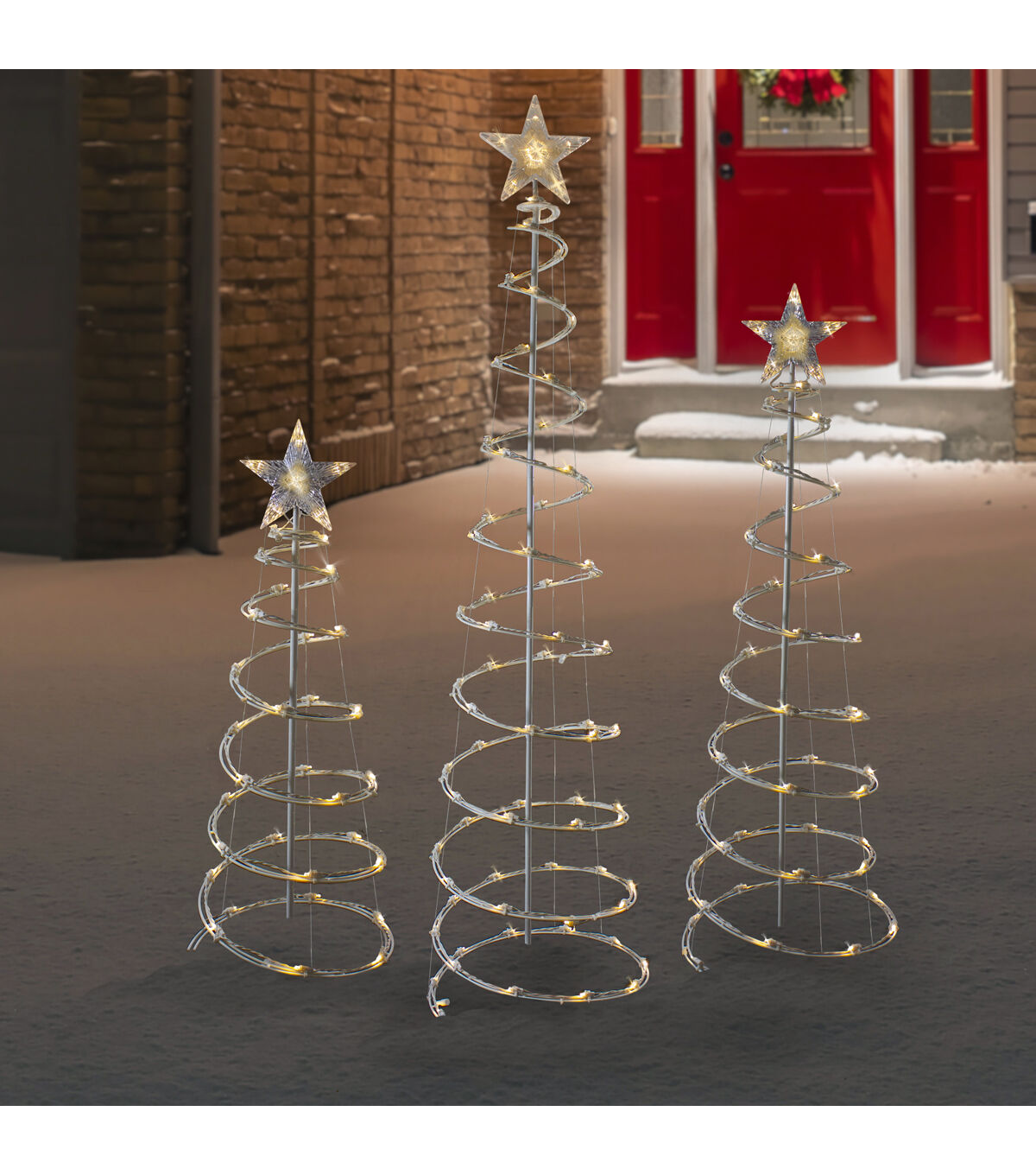 Northlight 3ct LED Warm White Outdoor Spiral Cone Trees 3' 4' and 6'