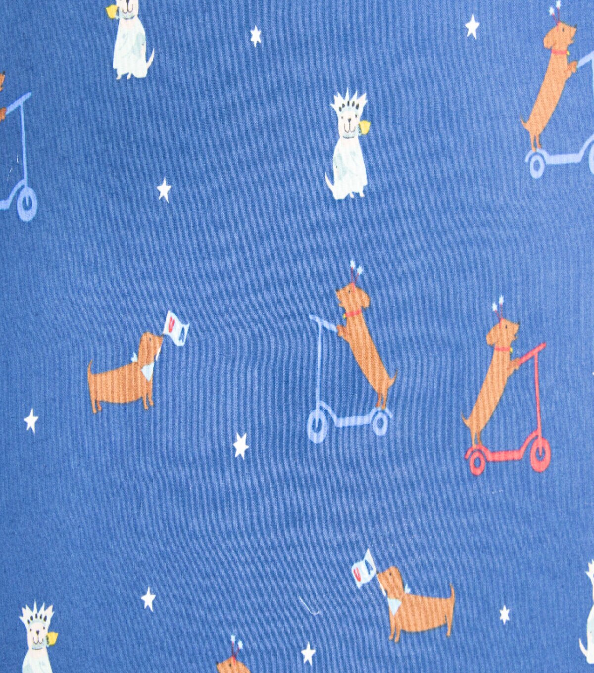 Blue Doggies On Scooters Patriotic Cotton Fabric by POP!