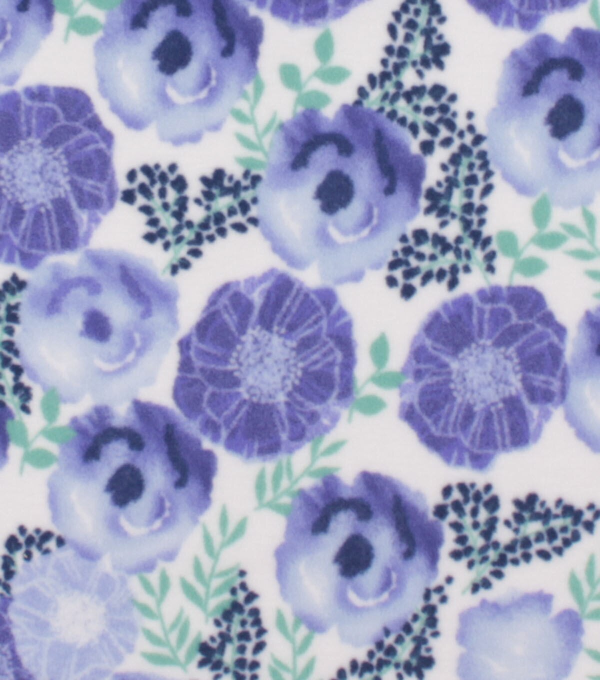 Purple Floral Watercolor Anti Pill Plush Fleece Fabric