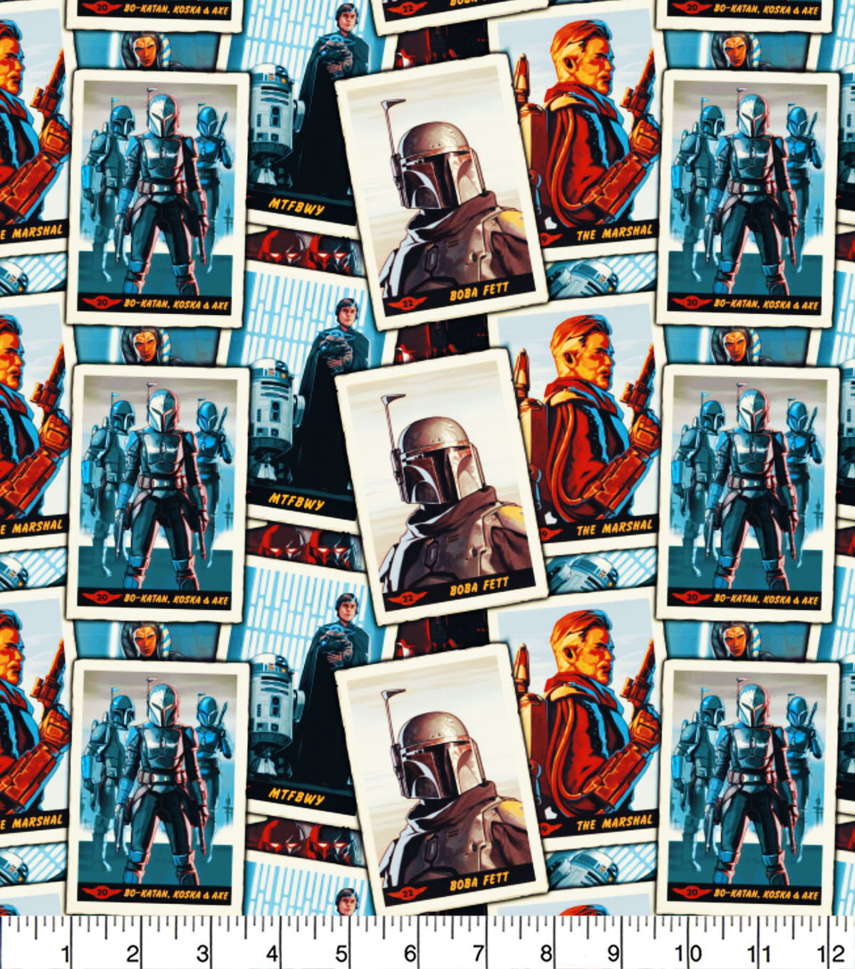 Mandalorian New Card Stack Cotton Fabric