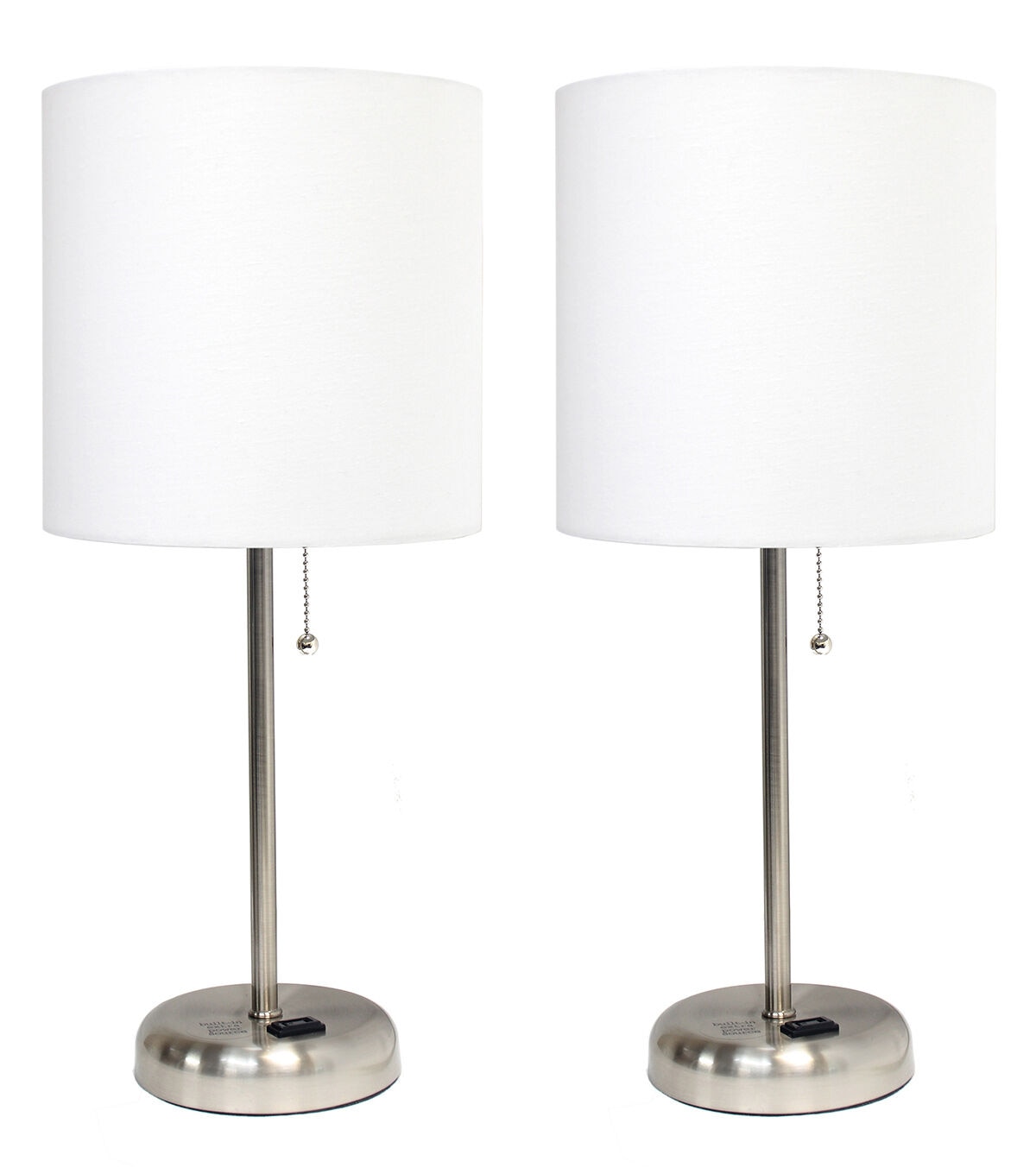 All The Rages Stick Lamp with Charging Outlet and Fabric Shade 2 Pack