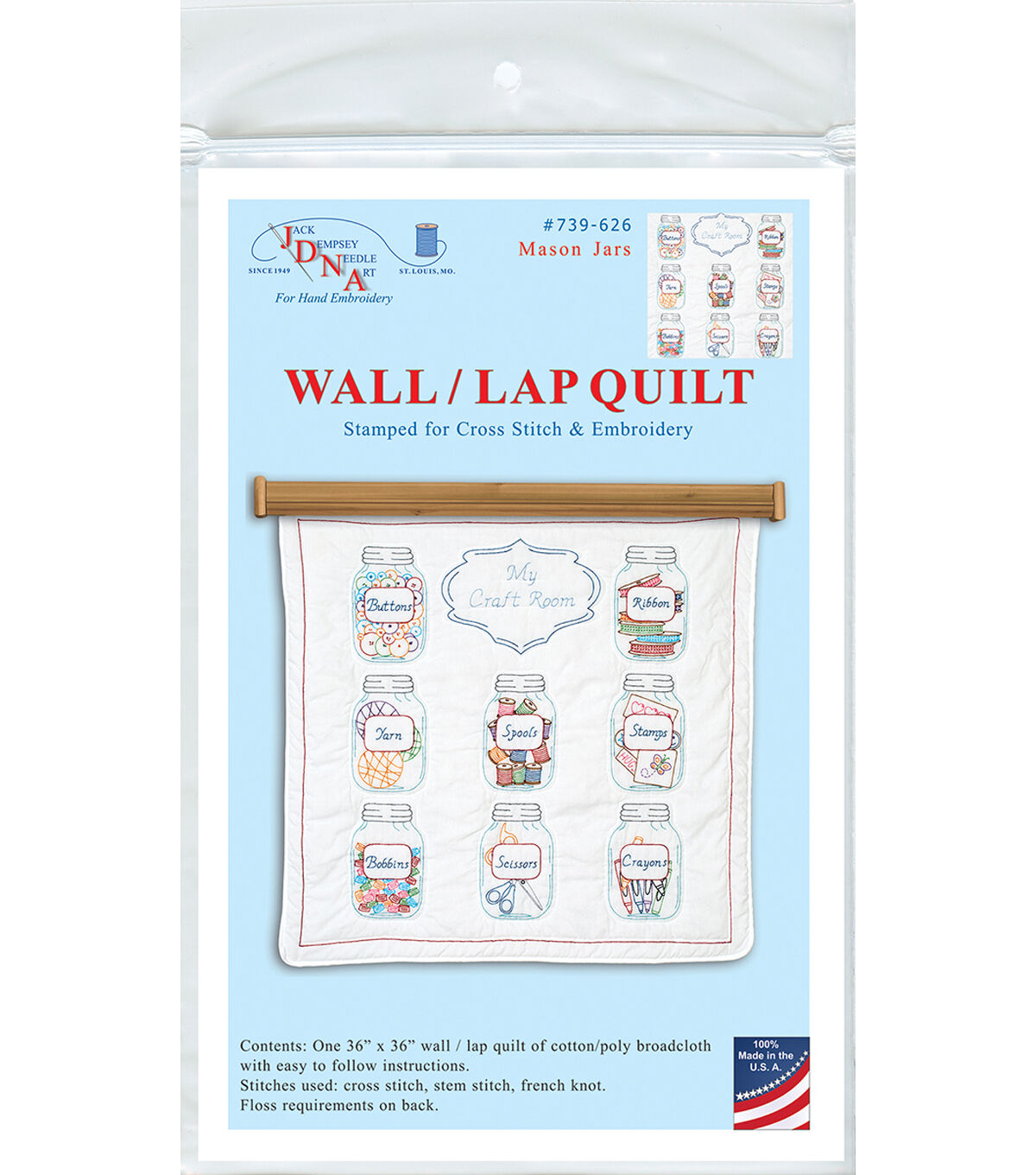 Stamped White Wall Or Lap Quilt 36