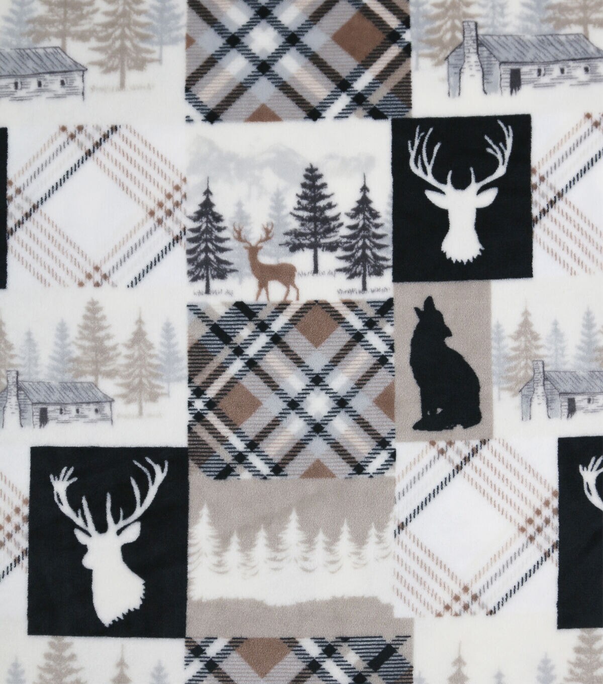 Sew Lush Fleece Fabric Lodge Brown Patchwork