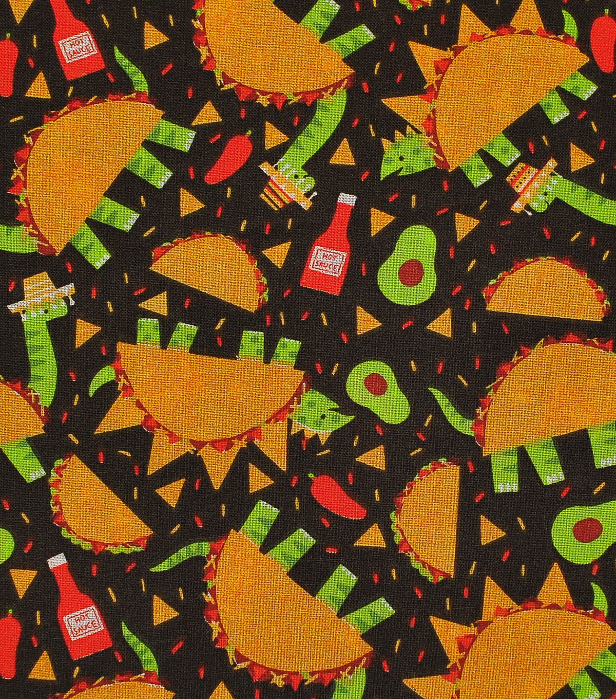 Novelty Cotton Fabric Taco Dinos