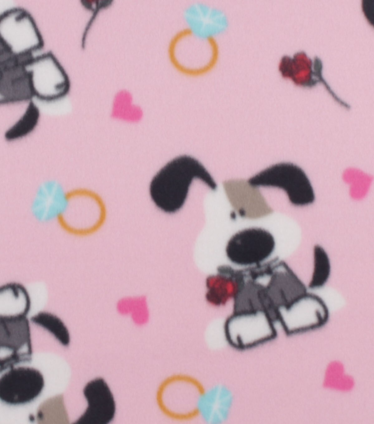 Bachelor Dogs on Pink Blizzard Fleece Fabric