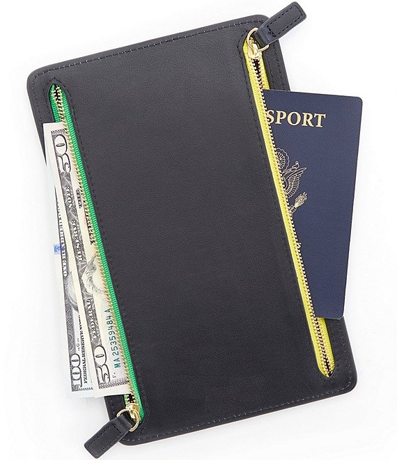 Leather RFID Blocking Four Zip Organizer Travel Case