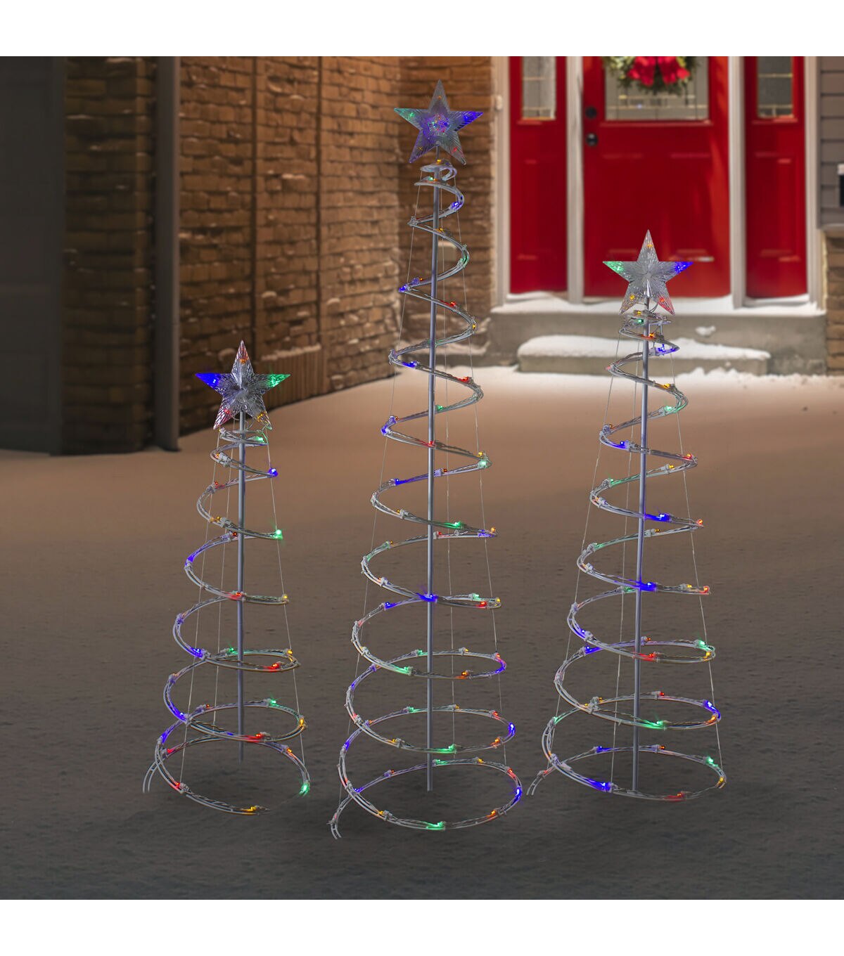 Northlight 3ct LED Multi-Color Outdoor Spiral Cone Trees 3' 4' and 6'